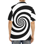 Black And White Spiral Illusion Print Aloha Shirt