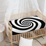 Black And White Spiral Illusion Print Baby Crib Sheet