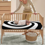 Black And White Spiral Illusion Print Baby Crib Sheet