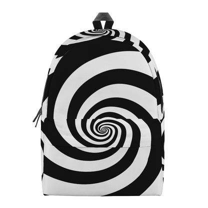 Black And White Spiral Illusion Print Backpack