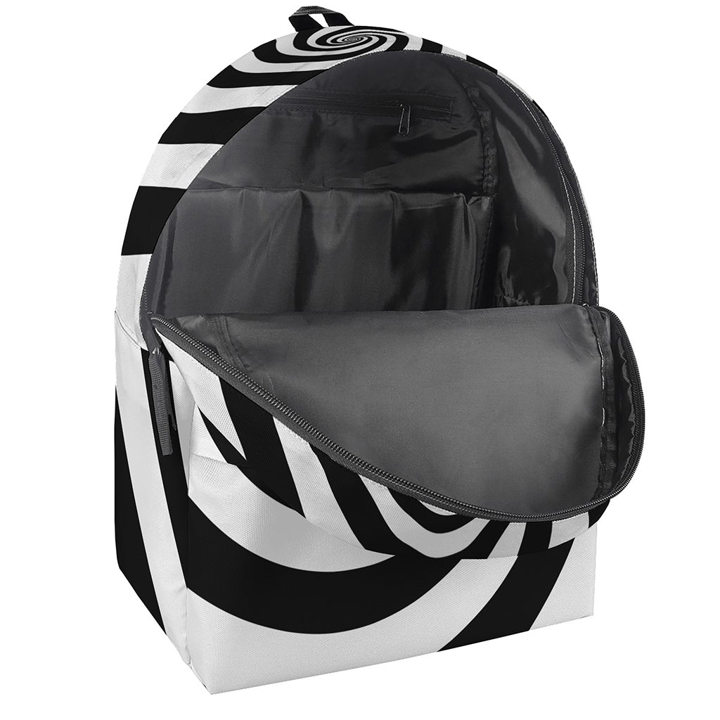 Black And White Spiral Illusion Print Backpack