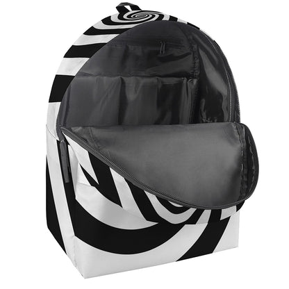 Black And White Spiral Illusion Print Backpack