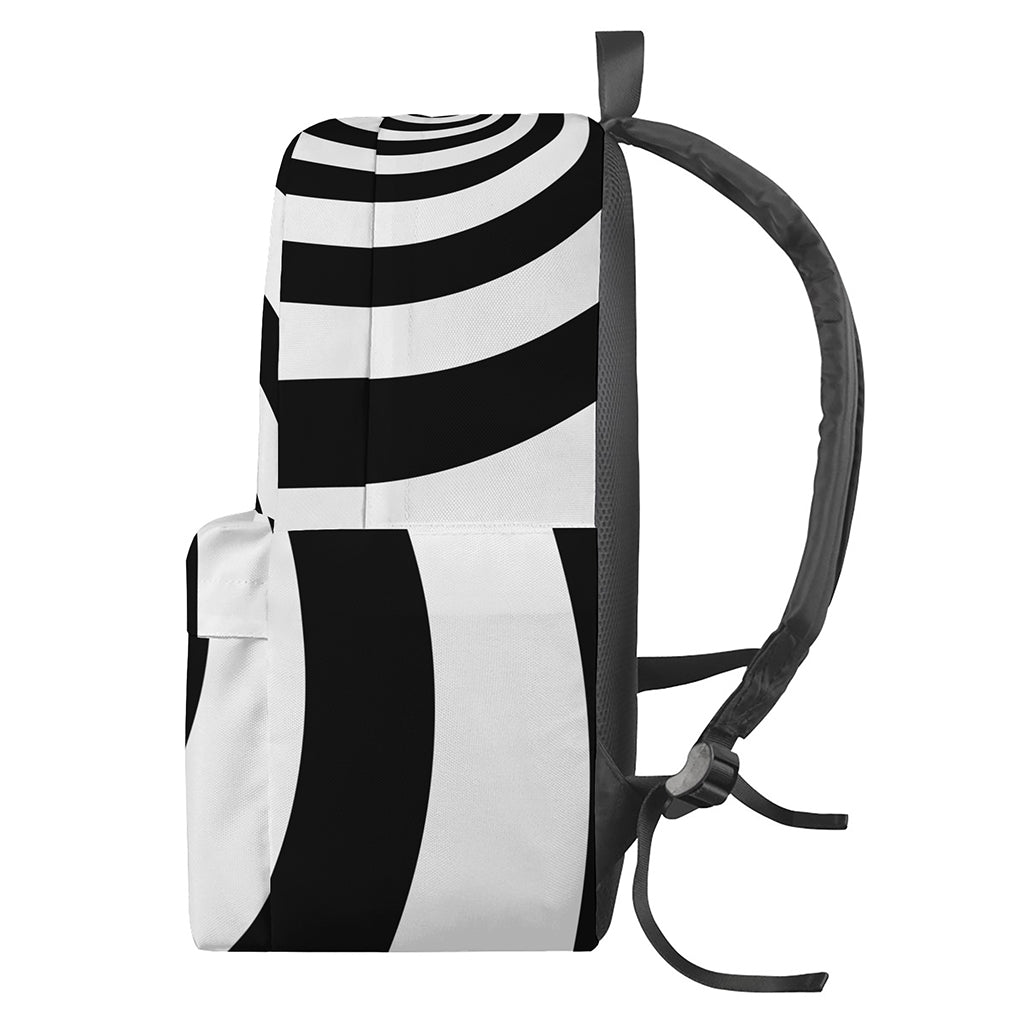 Black And White Spiral Illusion Print Backpack