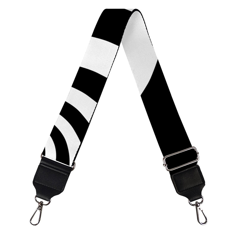 Black And White Spiral Illusion Print Bag Strap