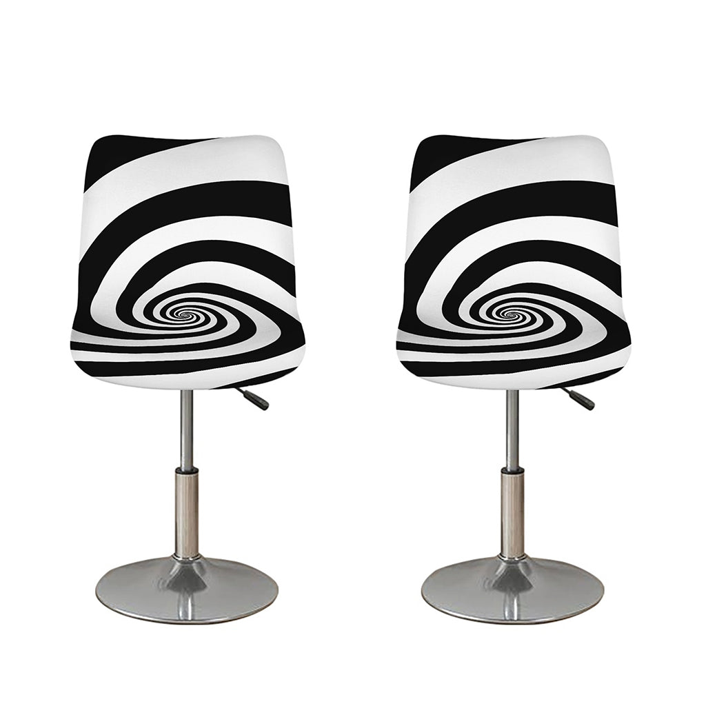 Black And White Spiral Illusion Print Bar Stool Covers