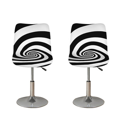 Black And White Spiral Illusion Print Bar Stool Covers