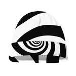 Black And White Spiral Illusion Print Beanie