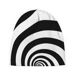Black And White Spiral Illusion Print Beanie