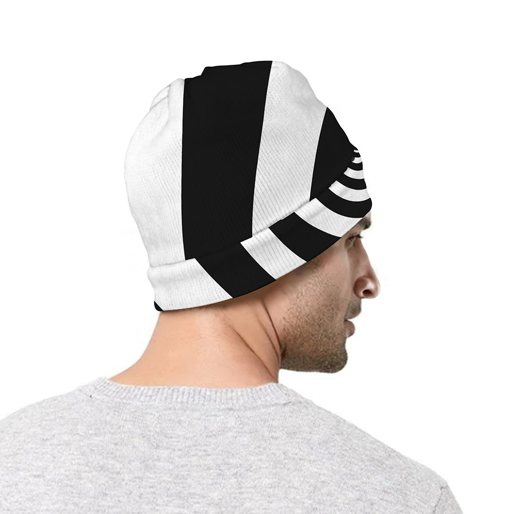 Black And White Spiral Illusion Print Beanie