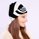 Black And White Spiral Illusion Print Beanie