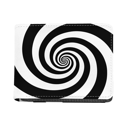 Black And White Spiral Illusion Print Bifold Wallet