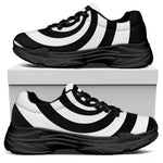 Black And White Spiral Illusion Print Black Chunky Shoes