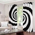Black And White Spiral Illusion Print Dimout Grommet Curtains