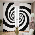 Black And White Spiral Illusion Print Dimout Pencil Pleat Curtains