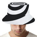 Black And White Spiral Illusion Print Bucket Hat