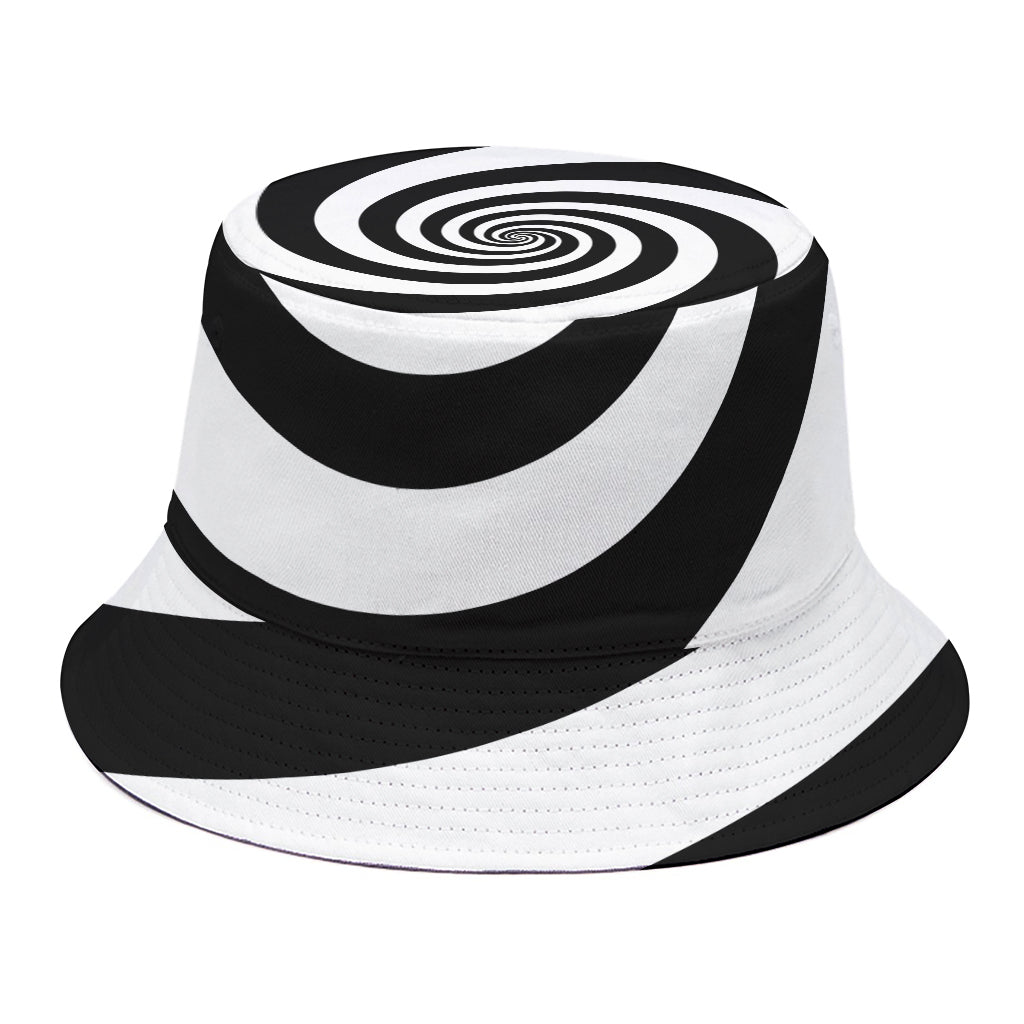 Black And White Spiral Illusion Print Bucket Hat