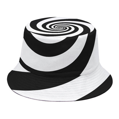 Black And White Spiral Illusion Print Bucket Hat
