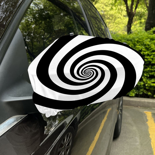 Black And White Spiral Illusion Print Car Side Mirror Covers