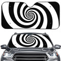 Black And White Spiral Illusion Print Car Windshield Sun Shade