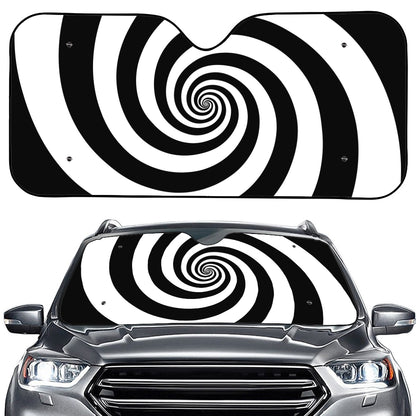Black And White Spiral Illusion Print Car Windshield Sun Shade