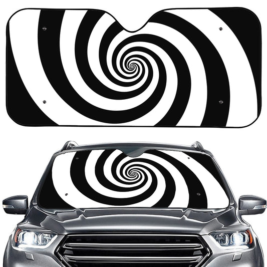 Black And White Spiral Illusion Print Car Windshield Sun Shade