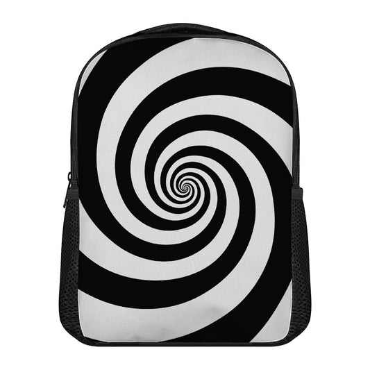 Black And White Spiral Illusion Print Casual Backpack