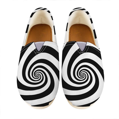 Black And White Spiral Illusion Print Casual Shoes