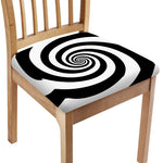 Black And White Spiral Illusion Print Chair Cushion Cover