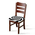 Black And White Spiral Illusion Print Chair Cushion Cover