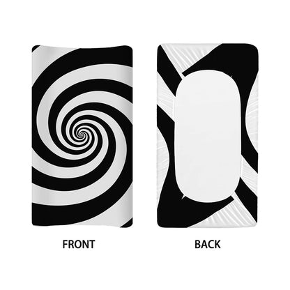 Black And White Spiral Illusion Print Changing Pad Cover