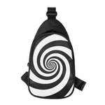 Black And White Spiral Illusion Print Chest Bag