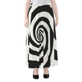 Black And White Spiral Illusion Print Chiffon Maxi Skirt