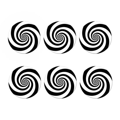 Black And White Spiral Illusion Print Coaster Set