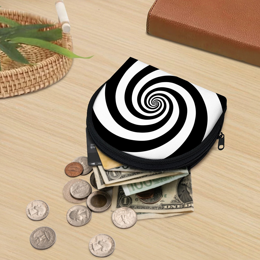 Black And White Spiral Illusion Print Coin Purse