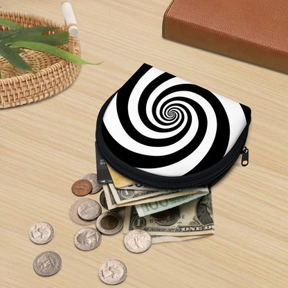 Black And White Spiral Illusion Print Coin Purse