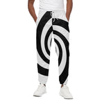 Black And White Spiral Illusion Print Cotton Pants