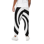 Black And White Spiral Illusion Print Cotton Pants