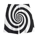 Black And White Spiral Illusion Print Cotton Shorts