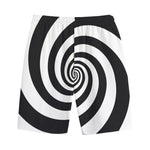 Black And White Spiral Illusion Print Cotton Shorts