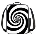 Black And White Spiral Illusion Print Crossbody Lunch Bag