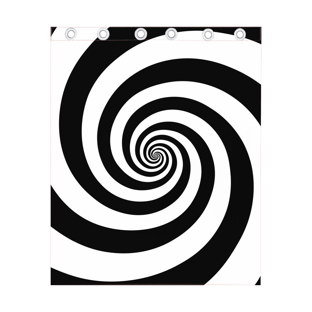 Black And White Spiral Illusion Print Curtain