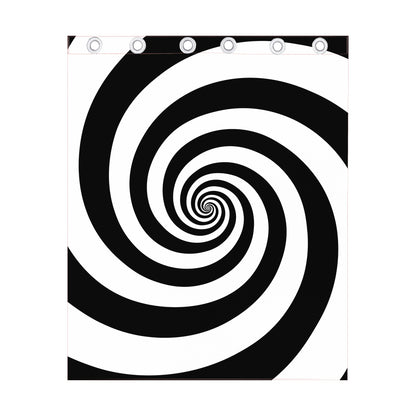 Black And White Spiral Illusion Print Curtain