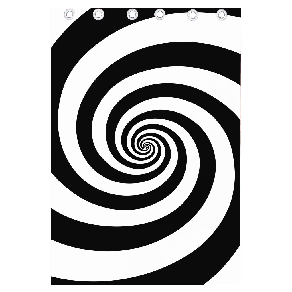 Black And White Spiral Illusion Print Curtain