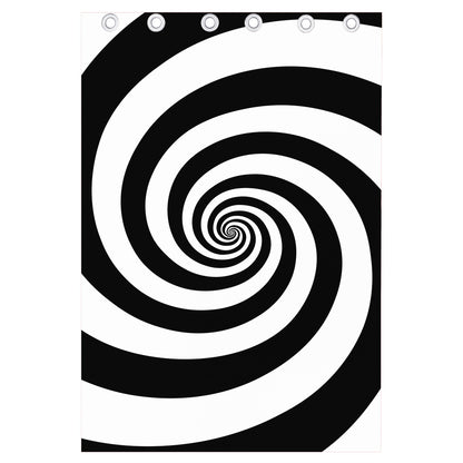 Black And White Spiral Illusion Print Curtain