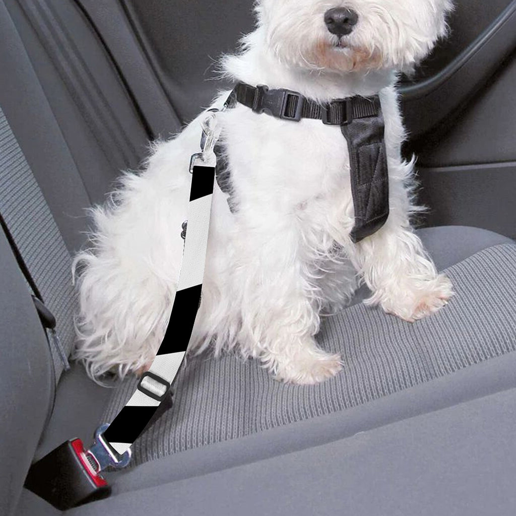 Black And White Spiral Illusion Print Dog Seat Belt