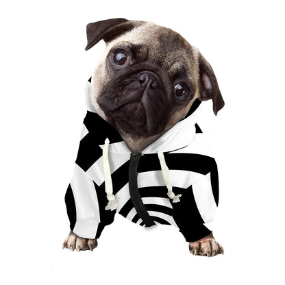 Black And White Spiral Illusion Print Dog Zip Up Hoodie