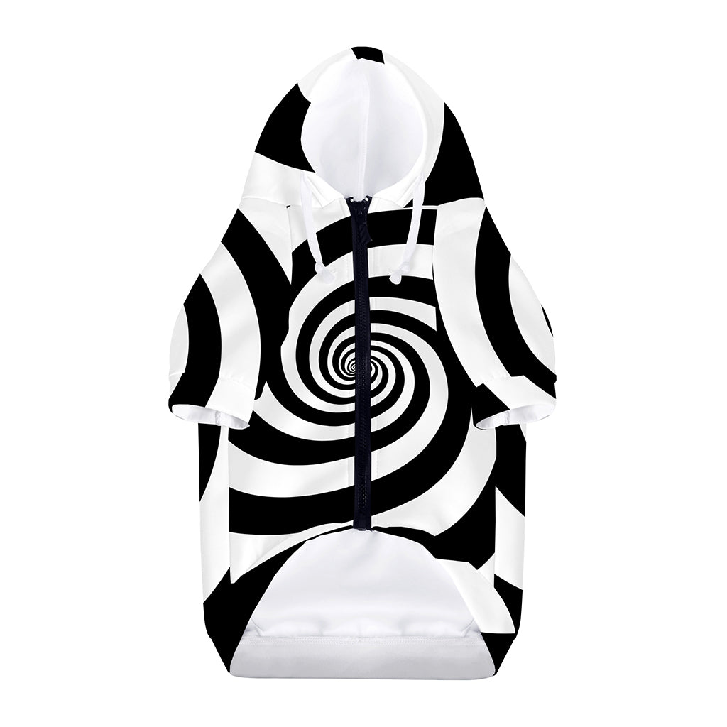 Black And White Spiral Illusion Print Dog Zip Up Hoodie