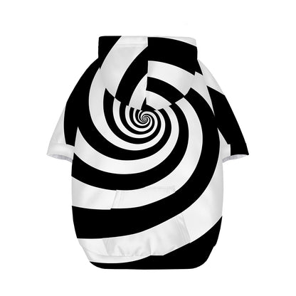 Black And White Spiral Illusion Print Dog Zip Up Hoodie