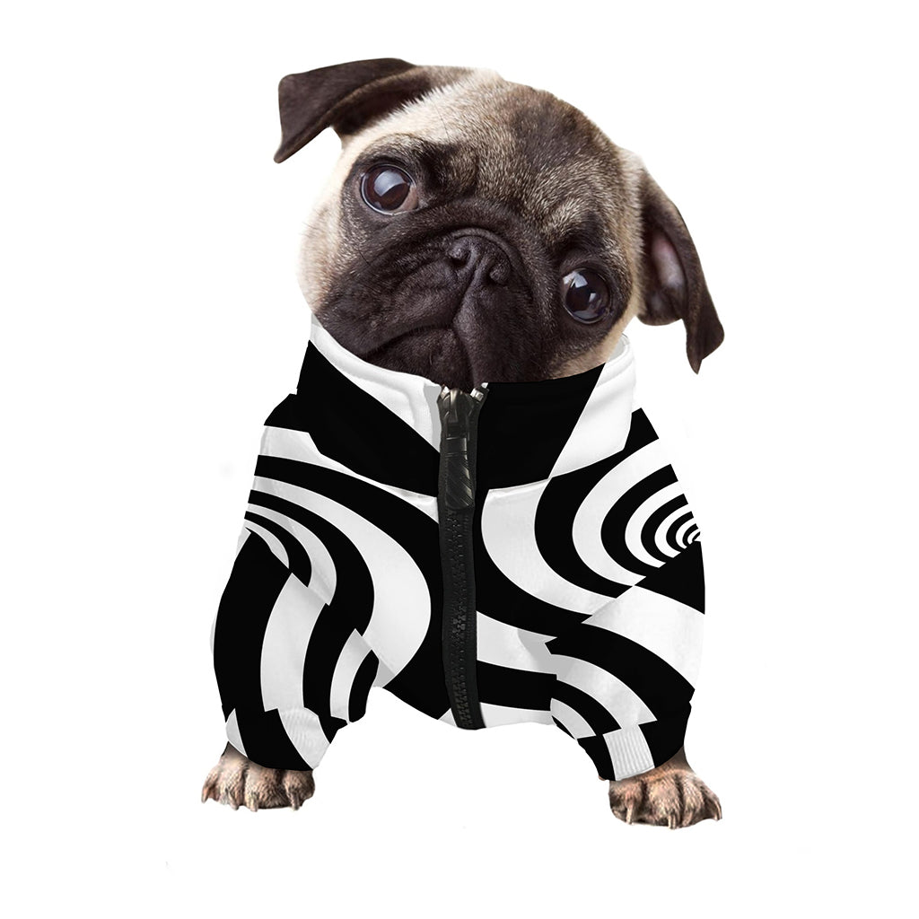 Black And White Spiral Illusion Print Dog Zip Up Jacket