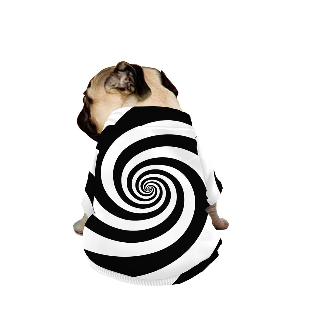 Black And White Spiral Illusion Print Dog Zip Up Jacket